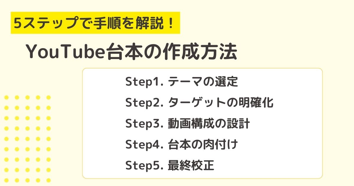 【手順】YouTubeの台本の作成の5ステップ